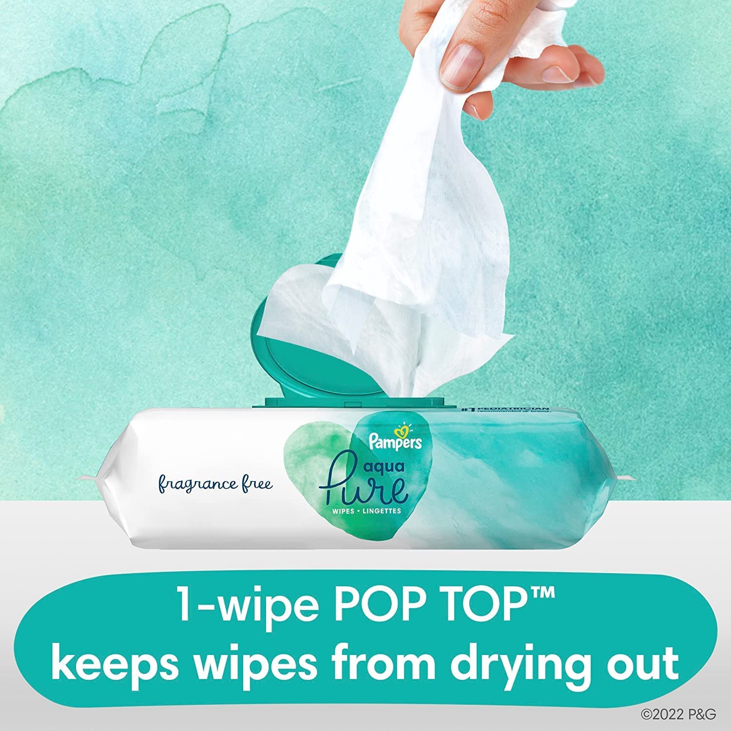 Pampers Aqua Pure Sensitive Baby Wipes 10X Pop-Top 560 Count - Image 3
